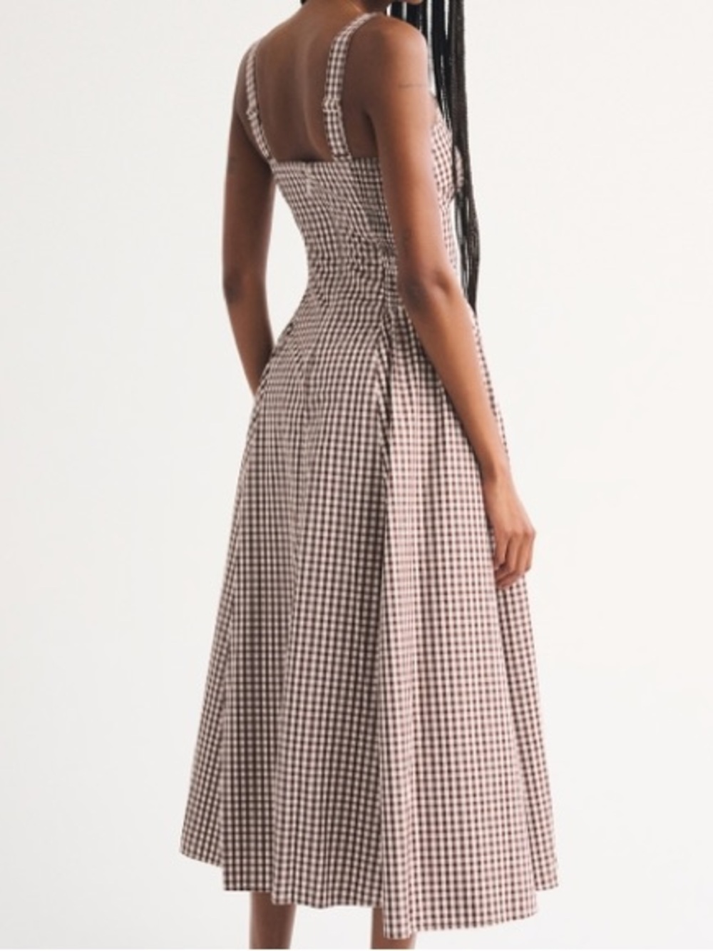 Abercrombie & Fitch Brown Gingham Midi Dress - Picture 3 of 5